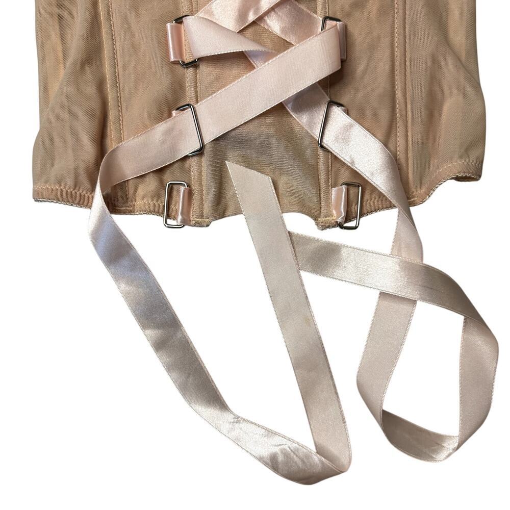 Leg Avenue Tan Corset Top with Pink Ribbon - Picture 2 of 5